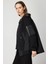 Kadın Kapüşonlu Mix Kumaş Mont 60704 Siyah 3