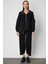 Kadın Kapüşonlu Mix Kumaş Mont 60704 Siyah 4