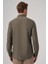 Erkek Haki Trend Düz Slim Fit Tam Italyan Yaka Gömlek 5