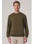 Erkek Haki Basic Bisiklet Yaka Sweatshirt 1