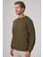 Erkek Haki Basic Bisiklet Yaka Sweatshirt 2