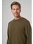Erkek Haki Basic Bisiklet Yaka Sweatshirt 4