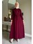 Hazan Triko Elbise Bordo 5