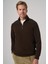 Erkek Kahve Fermuarlı Bato Yaka Dynamic Fit Sweatshirt 2