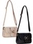 2'li Kadın Çanta Paketi Kapaklı Çapraz Askılı Bej ve Siyah Omuz Çantası 2 Adet 1