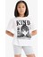 Kız Çocuk Pamuklu 2'li Takım Baskılı Kısa Kollu Tişört Biker Tayt E7317A825HS 16