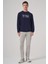 Erkek Lacivert Trend Baskılı Bisiklet Yaka Sweatshirt 4