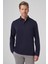 Erkek Lacivert Trend Polo Yaka Rayon Sweatshirt 1