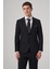 Erkek Siyah Yünlü Trend Düz Slim Fit Sivri Yaka Takım Elbise 1
