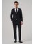 Erkek Siyah Yünlü Trend Düz Slim Fit Sivri Yaka Takım Elbise 3