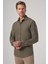 Erkek Haki Trend Düz Slim Fit Tam Italyan Yaka Gömlek 3