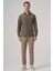 Erkek Haki Trend Düz Slim Fit Tam Italyan Yaka Gömlek 4