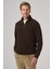 Erkek Kahve Fermuarlı Bato Yaka Dynamic Fit Sweatshirt 1