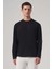 Erkek Siyah Trend Bisiklet Yaka Rayon Sweatshirt 1