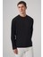 Erkek Siyah Trend Bisiklet Yaka Rayon Sweatshirt 3