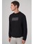 Erkek Siyah Trend Baskılı Bisiklet Yaka Sweatshirt 2