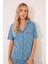 Gömlek Yaka Desenli Capri Pijama Takımı 1