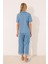Gömlek Yaka Desenli Capri Pijama Takımı 5