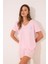 Kadın Pembe Şortlu Pijama Takımı 3