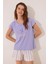 Mor Desenli Şort Pijama Takımı 1