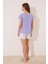 Mor Desenli Şort Pijama Takımı 5