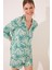 Yaprak Desenli Gömlek Yaka Şortlu Pijama Takımı 3