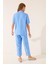 Kadın Mavi Desenli Pijama Takımı 5