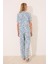 Gömlek Yaka Desenli Capri Pijama Takımı 4