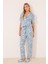 Gömlek Yaka Desenli Capri Pijama Takımı 5