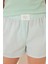 Yeşil U Yaka Şortlu Pijama Takımı 5