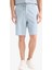 %100 Pamuk Relax Fit Cepli Keten Görünümlü Bermuda Şort C7381AX25SM 13