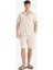 %100 Pamuk Relax Fit Cepli Keten Görünümlü Bermuda Şort 11