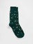 Erkek Yeşil Grafik Baskılı Çorap 1