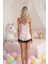 Dantel Işlemeli Saten Şort Takım Pembe XL 3