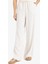 Keten Karışımlı Palazzo Pantolon Wide Leg Geniş Bol Paça Üç Cepli Normal Bel Basic Düz Standart Boy C4545AX25SP 8