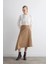 Asimetrik Kesim Suni Süet Etek - Bej 6