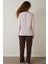 Balkabağı Desenli Bisiklet Yaka Pamuklu Uzun Kollu Pijama Takımı 10