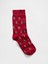 Erkek Kırmızı Grafik Baskılı Çorap 1