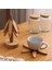 Ahşap Trivets Sıcak Yemekler Dekor Seti, 3 Bardak ve 1 Stand Ile, Mutfak ve Yemek Için Eşsiz Yemek Takımı Esasları (Yurt Dışından) 3