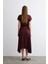 Asimetrik Kesim Saten Etek - Bordo 6