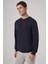 Erkek Lacivert Basic Bisiklet Yaka Sweatshirt 2