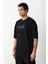 Unisex Baskılı Oversize T-Shirt - Siyah 2