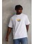 Unisex Baskılı Oversize T-Shirt - Beyaz 1