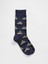 Erkek Lacivert Grafik Baskılı Çorap 1
