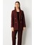 Kadın Büyük Beden Cebi Armalı Ceket 5571 Bordo 3