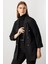 Kadın Büyük Beden Kapak Cepli Duble Kol Ceket 5523 Siyah 1
