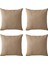 Bej Kırlent Kılıfı 4'lü Set - Gizli Fermuarlı - Kadife Dokulu 2