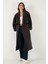 Oversize Fit Kruvaze Yaka Düğmeli Kemerli Uzun Trençkot Bayan Trençkot 6839476 4