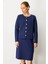 Kadın Kareli Simli Ceket 25065 Lacivert 2