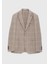 Bej Kareli Shirt Shoulder Slim Fit Yün Karışımlı Ceket 1